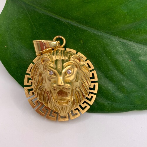 European and American cross-border new hip-hop Hiphop jewelry 316 stainless steel gold-plated hollow lion head pendant QF807