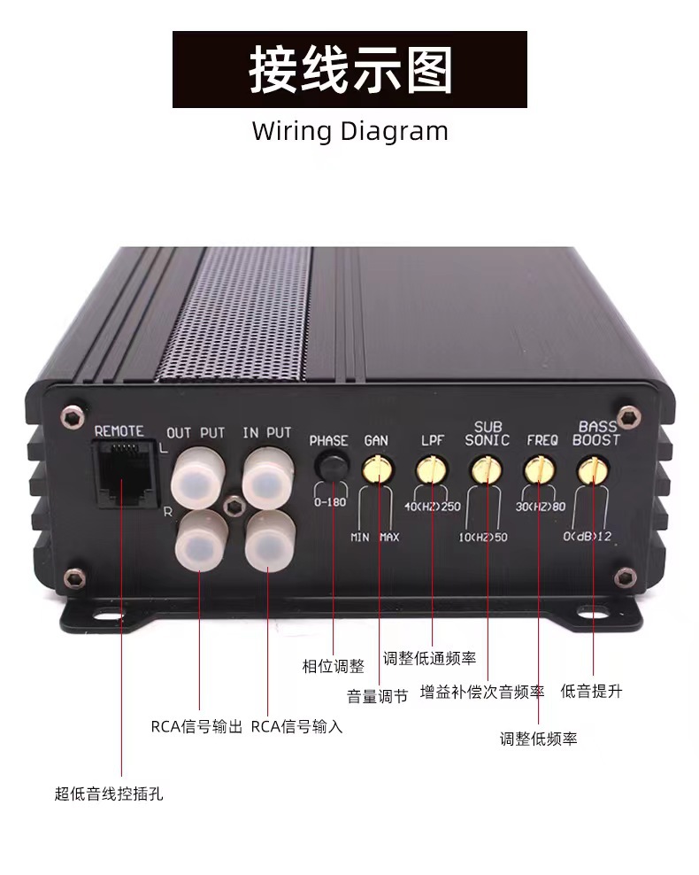 Factory Wholesale 2200W Car Audio Modified Mono Class D Digital Single-Channel Car Power Amplifier