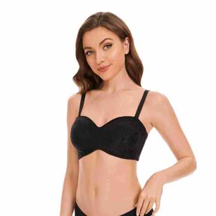 Detachable Shoulder Straps Tube Top Ultra-Thin Jacquard Bra European and American Underwear with Steel Rings Large Size Underwear Cross-Border Trade Wholesale
