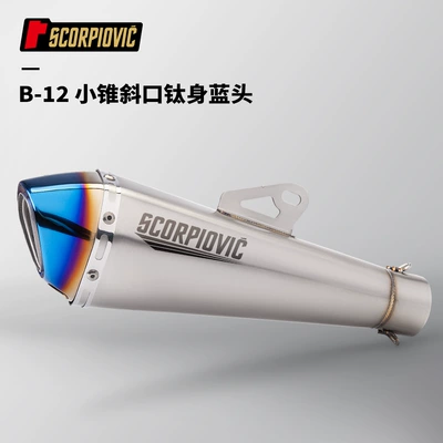 Motorcycle Exhaust Pipe Modification Suitable | Motorcycle exhaust pipe - b-12-small-cone-bevel-titanium-body-blue-head