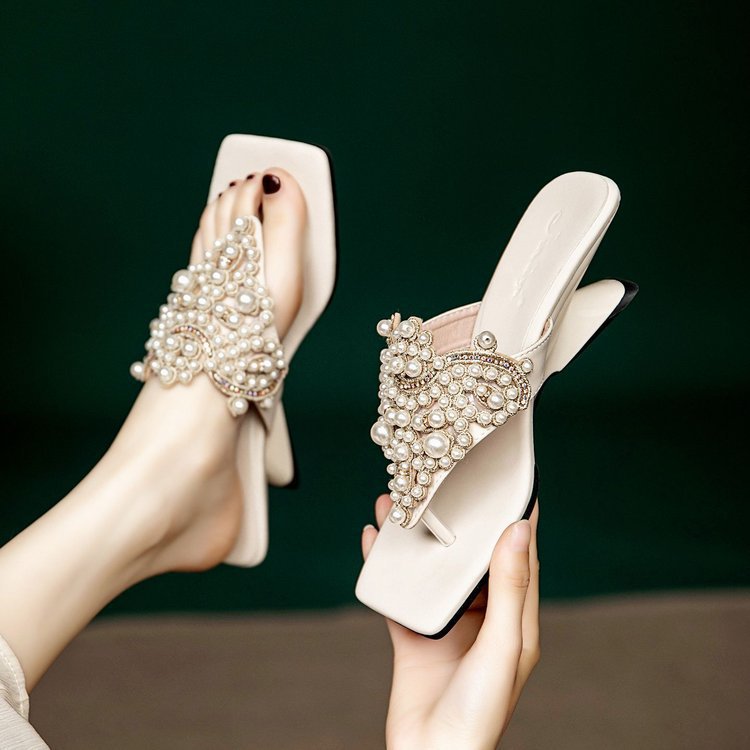 2026 nueva mujer verano vestido retro bohemia sandalias zapatos de playa de perlas chanclas image 6