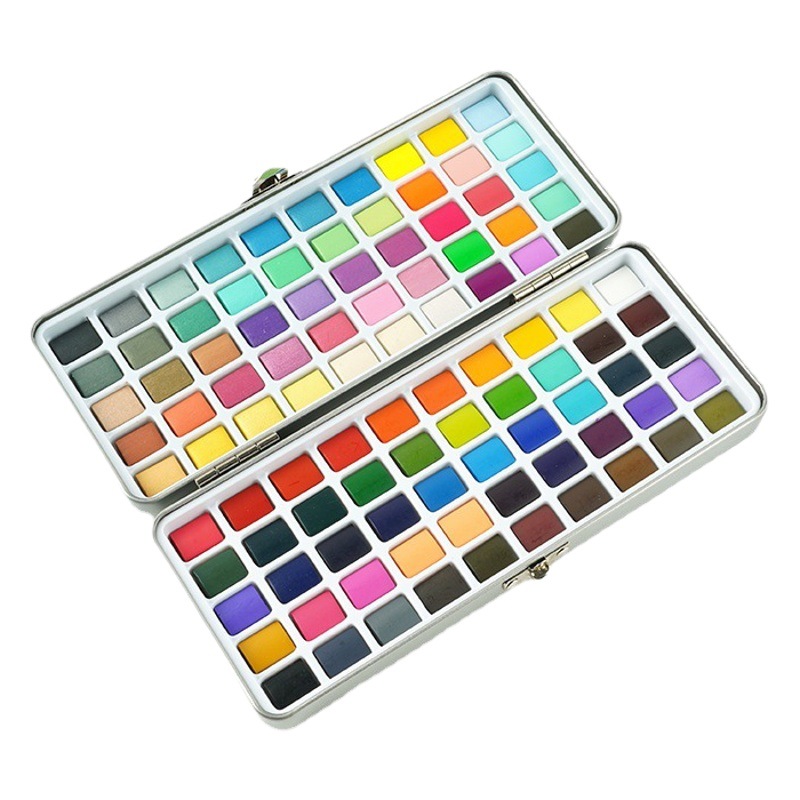 Venta al por mayor 50/72/90/100 color portátil sólido acuarela caja de hierro traje pintura arte pintura personalización transfronteriza