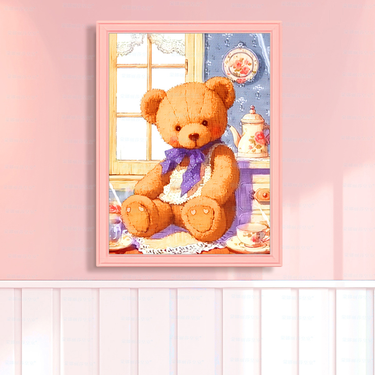 Mona Lisa cruz real oso en el armario curar animales lindos piezas de salón bordadas a mano