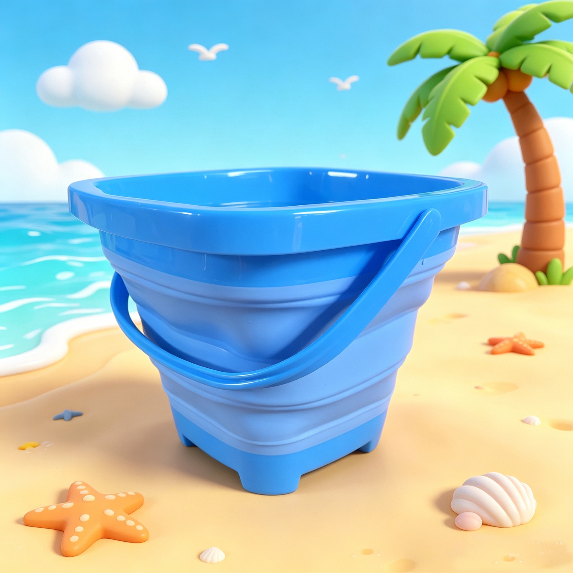 Beach folding bucket (blue)