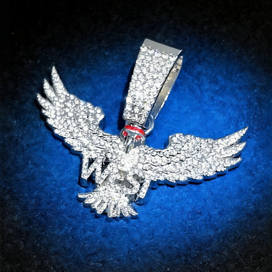 Águila de diamante completo WEST colgante de ala de ventana hip hop europeo y americano cadena gruesa cadena cubana conjunto de moda de calle para hombres y mujeres