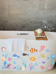 Removable Ocean Fish Wall Decal Simple Modern Living Room Bedroom Children's Room Sticker Bathroom Toilet Tub Decal