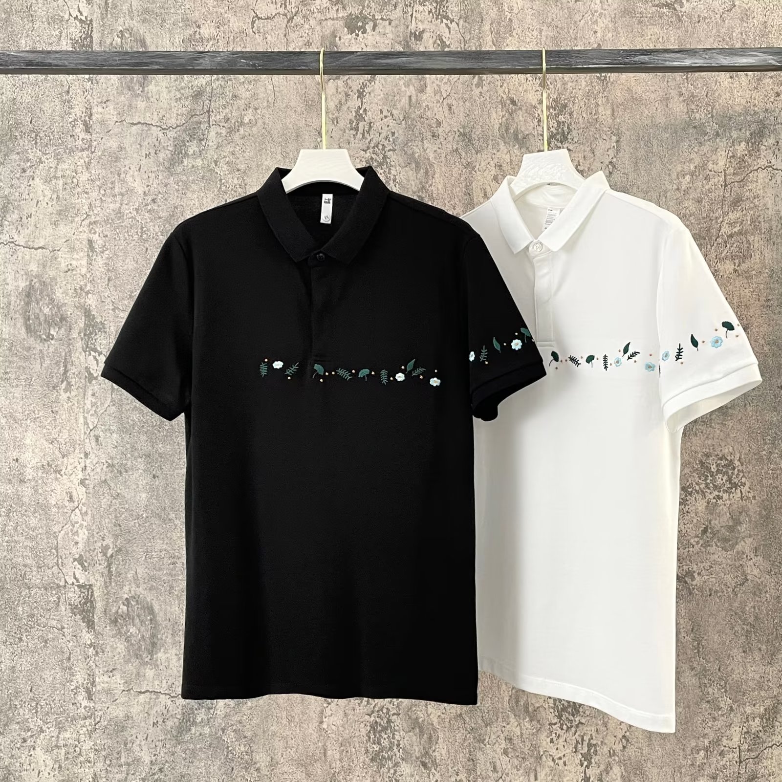 Camisa POLO de manga corta de tendencia de verano para hombres Moda de verano Casual INS bordado estampado solapa delgada