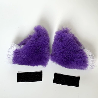 Internet celebrity helmet decoration motorcycle motorcycle helmet full helmet accessories plush cat ear strap Bell words ski helmet Universal (Motosiklet dəbilqələri) - gradient-color-1-pair-purple-white