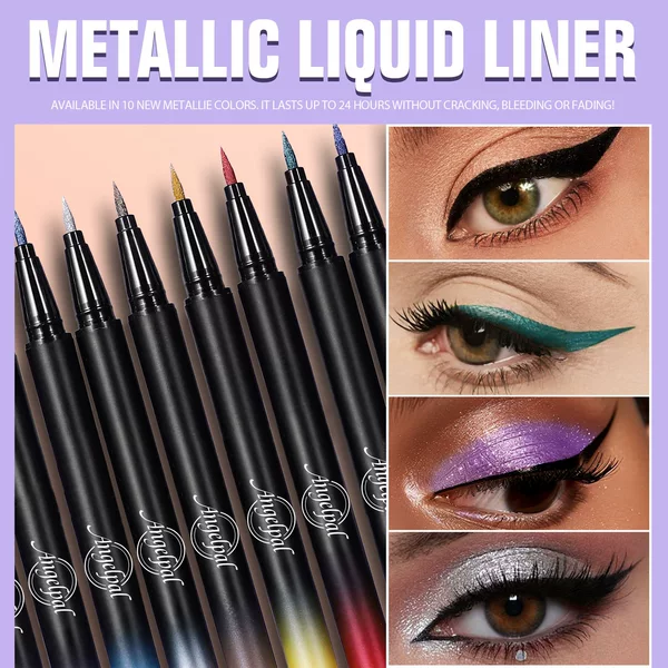 Cross-Border Exclusive Pearlescent Eyeliner Metal Glitter Eyeliner Punk Diamond Waterproof Long-Lasting Waterproof Not Easy to Smudge Makeup