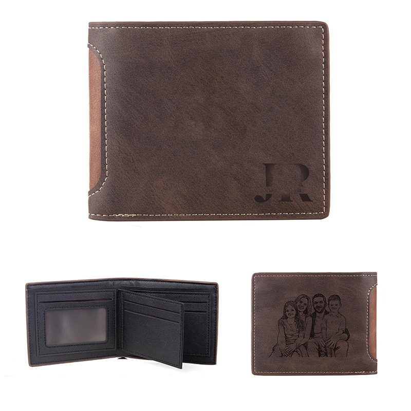 Cartera multitarjeta horizontal de tres pliegues personalizada transfronteriza Cartera de cuero suave informal para hombres jóvenes Cartera corta de cuero para hombres