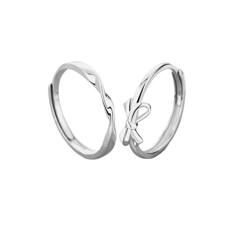 Niche Design Feelings Set Sansheng Couple Pair Ring Small Fresh Bow Delicate All-match Ring Open Finger Ring