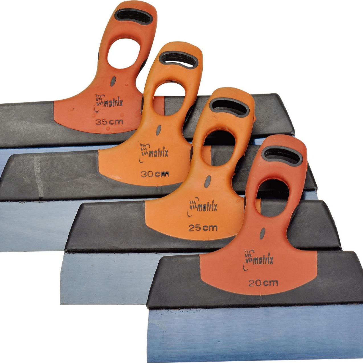 厂家供应双色塑料手柄油灰刀发蓝钢带刀片200-350mm 可定牌