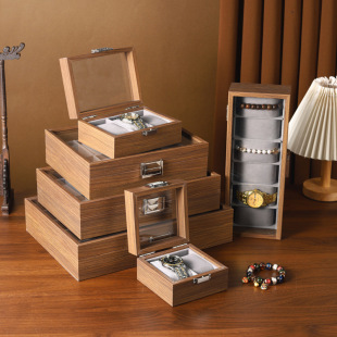 Black walnut wood grain watch box 12 watch collection box transparent display box 10 watch storage box manufacturers