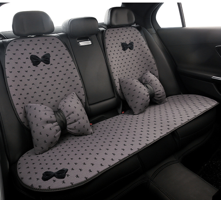 Car Seat Cushion, Universal for All Seasons, Half-Pack Seat Cover, Bow, Small Fragrance Goddess Style, Rear Three-Piece Car Seat Cushion