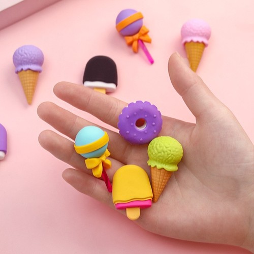 Children's creative simulation eraser 4 cute boxed leather erasers for students, dessert shaped pencil erasers, small stationery gifts