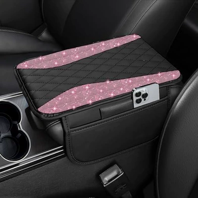 Armrest box diamond-filled armrest box pad for - pink-diamond
