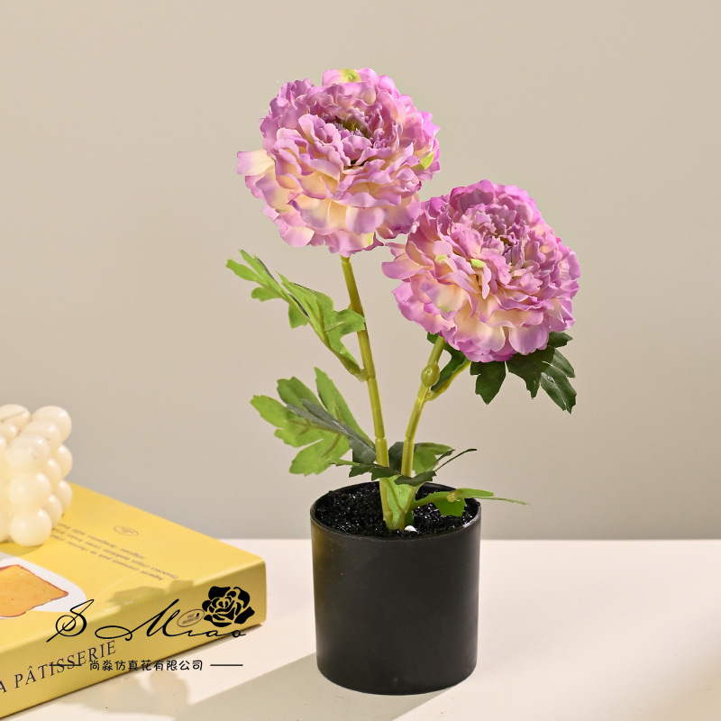Simulación de doble camellia multicapa bonsai decoración creativa sala de estar interior decoración de estudio flor artificial bonsai image 7