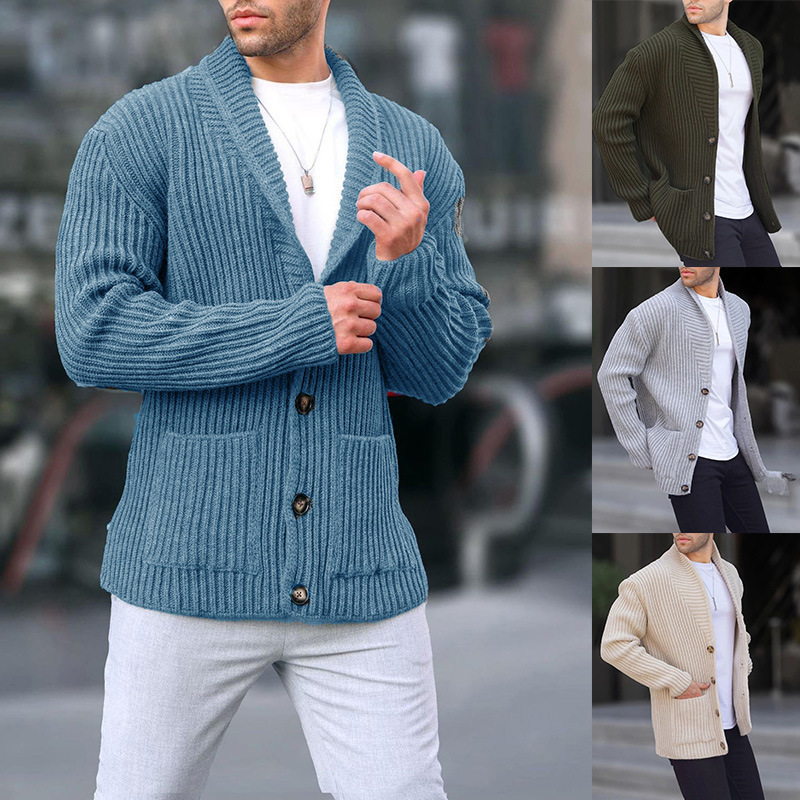 European and American cross-border Amazon Men's new cardigan sweater autumn and winter men's long-sleeved knitted sweater men's coat