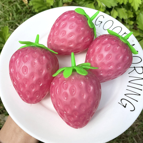 Simulated color-changing strawberry pinch and vent ball fruit decompression tofu ball pinch and vent children's toy