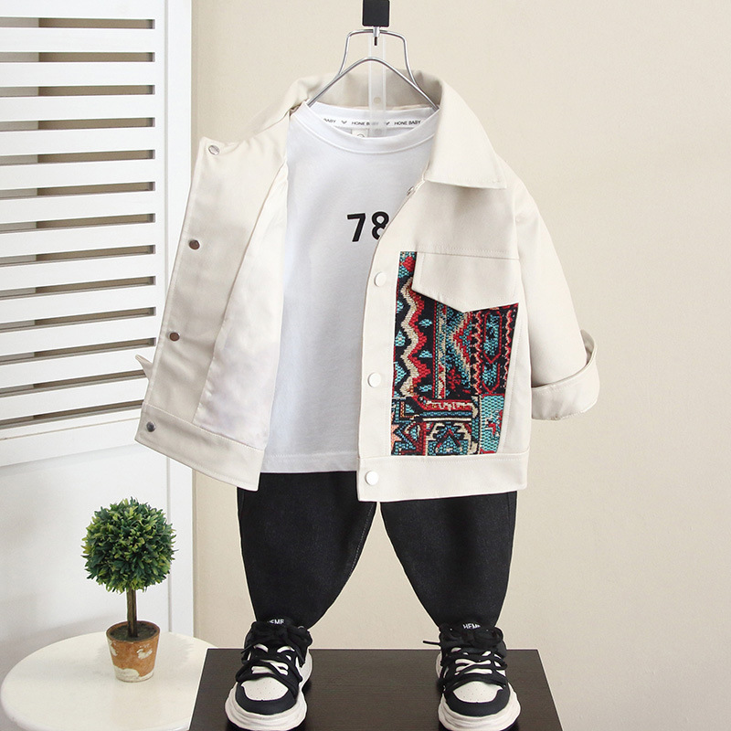 6173 Chaqueta de cuero de estilo occidental para niños modelos de primavera y otoño 2025 nueva ropa para niños chaqueta de estilo étnico de otoño bebé