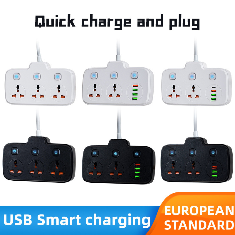 PD20W enchufe multifuncional de carga rápida sin adaptador de cable, adaptador de placa de enchufe, enchufe de fila estándar europeo, americano, inglés