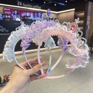 儿童发光网纱发箍女童艾莎公主生日头饰女孩超仙发饰宝宝头箍批发