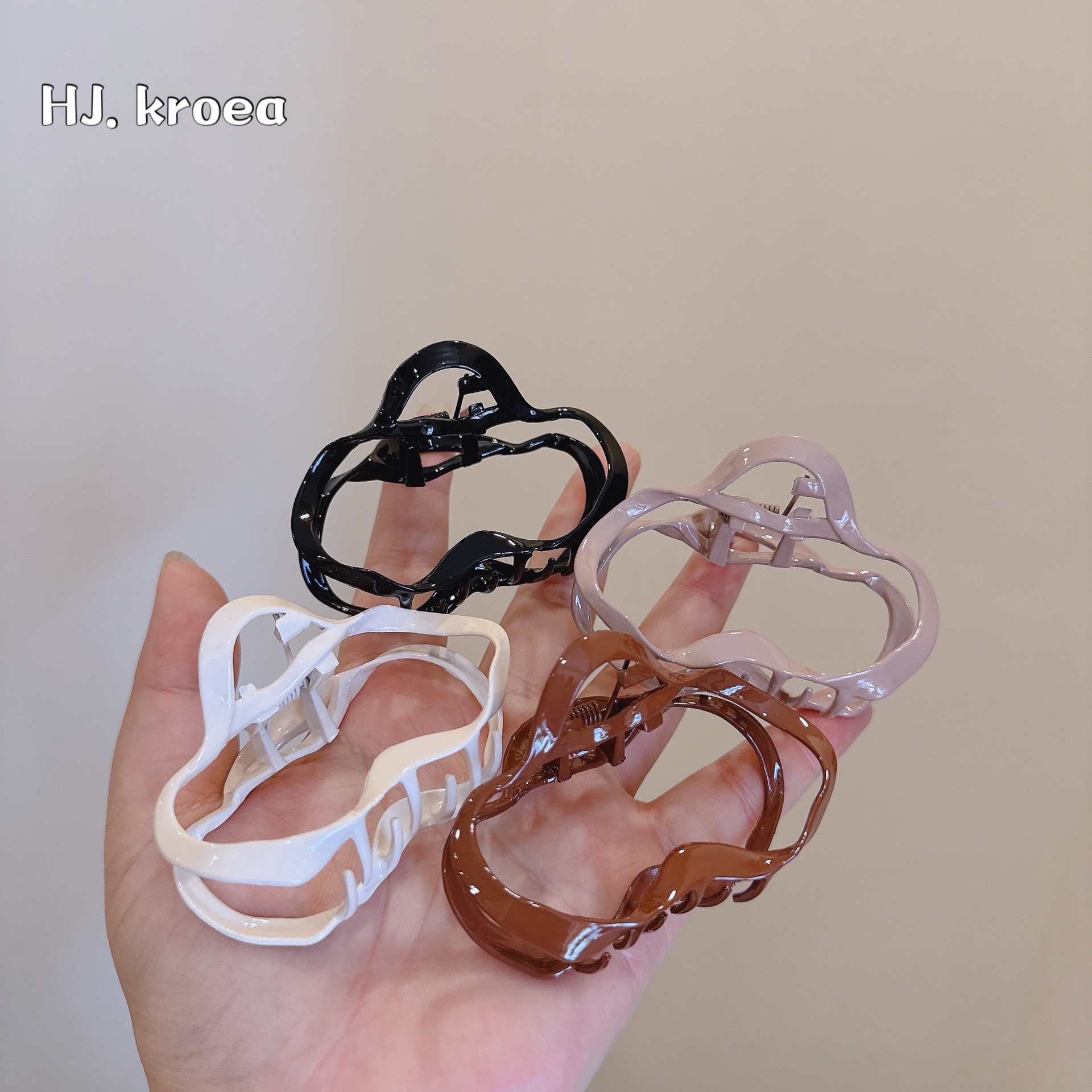 【實拍】韓國版~奶茶系雲朵抓夾ins風少女盤發半抓髮夾飾品女