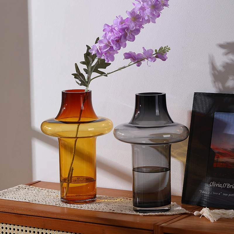 Flores medievales vasos de vidrio artísticos de alto nivel decoración de flor de agua sala de estar flores secas arreglos de flores