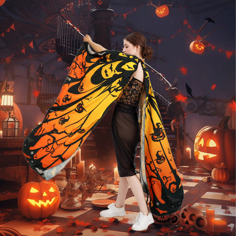 Capa rayada rotatoria murciélago ala capa de punto sopa bifurcada borde de onda baile espectáculo de terror celebración TK