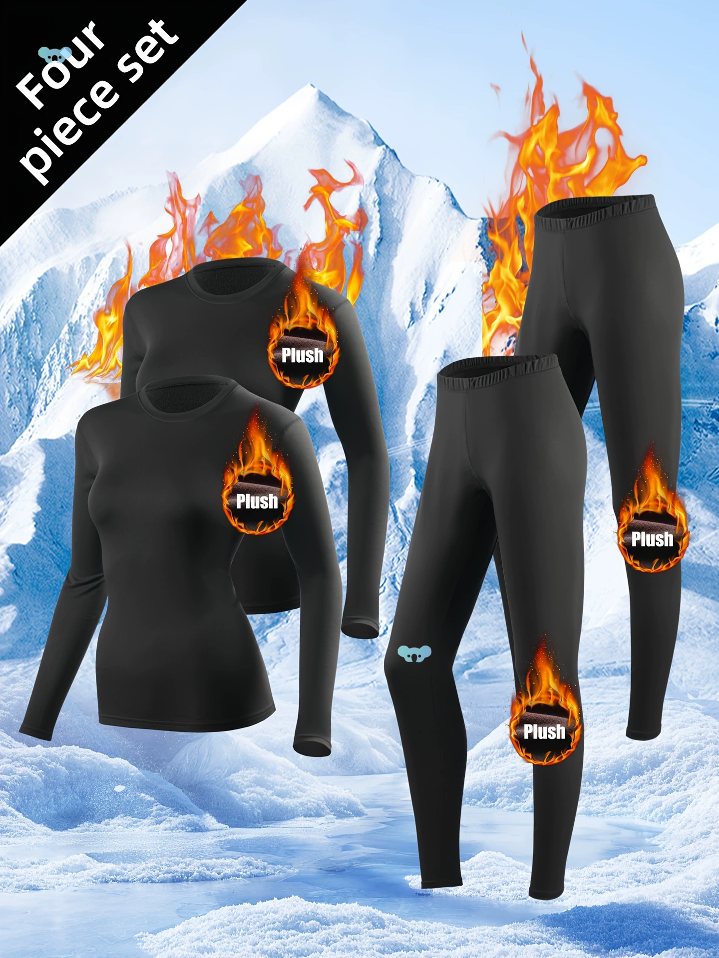 4шт комплект осенней одежды женское теплое нижнее белье на флисовой подкладке