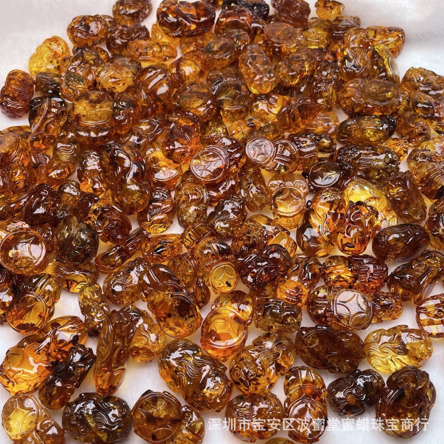 松岗蜜蜡工厂天然蜜蜡花珀貔貅吊坠纹路漂亮性价比高蜜蜡源头产地