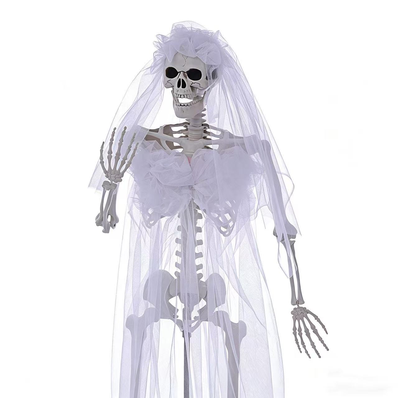 Halloween activado por voz, brillante, fantasma de terror llamado esqueleto, decoración de esqueleto, casa embrujada, accesorios de habitación secreta, novio y novia