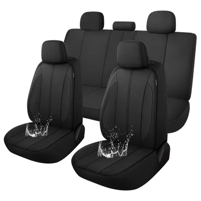 Universal seat cover Pu Leather Full-Cover Cushion Cover - pure-black-9-piece-set-nine-piece-set