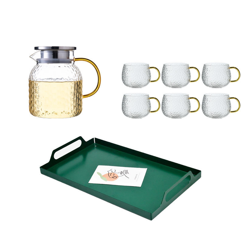 950m 냄비 + 노란색 손잡이 망치로 만든 컵 6개 + 녹색 트레이