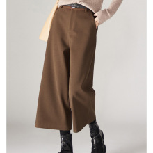 专柜品质保暖八分阔腿裤2025冬季新款时尚加厚拉毛休闲裤女裤子