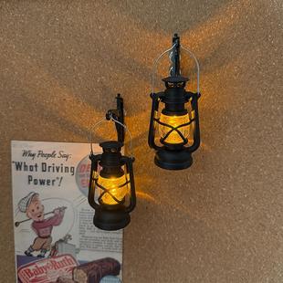 Retro Creative Photo Wall Luminous Black Nail Felt Board Oil Lamp Press Nail Cork Board Camping Style Lamp Thumbtack Decoration