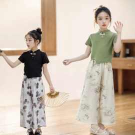2025夏女童汉服套装唐风霓裳两件套童装透气不闷汗
