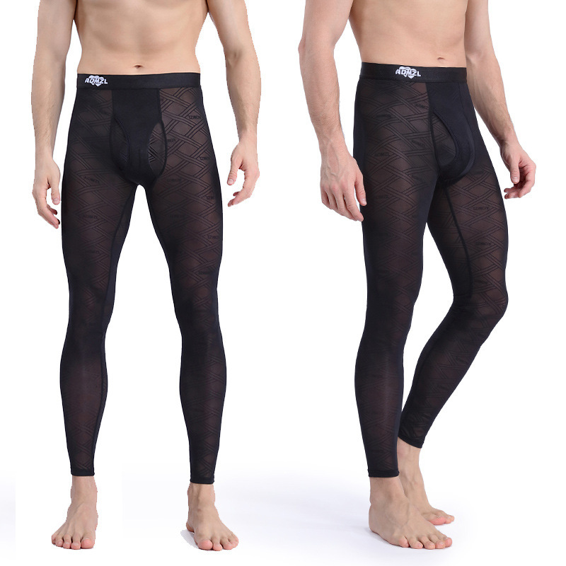 A generation of new autumn and winter men's jacquard close-fitting seamless warm autumn pants high business casual leggings