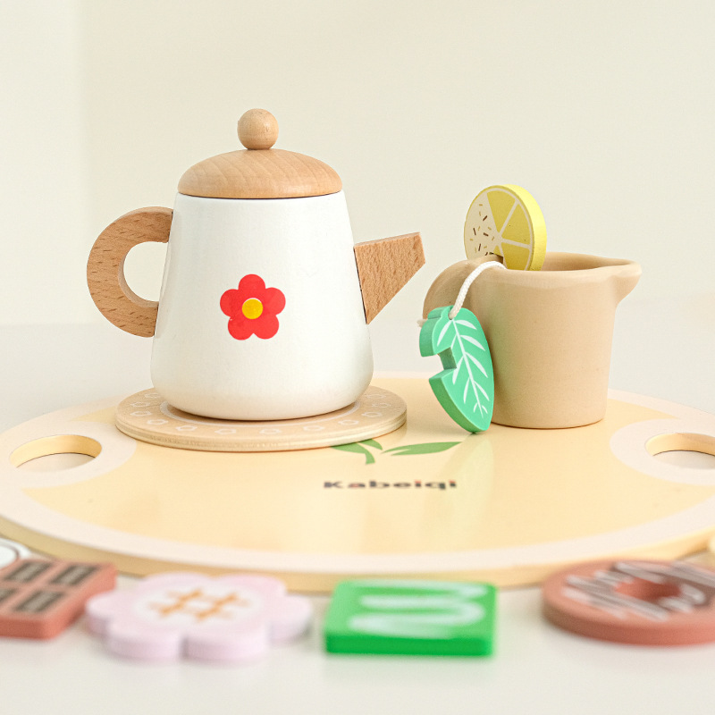 木のシミュレーションの午後のお茶の子供の茶器のシミュレーションの赤ちゃんのままごとは社交能力に付き添っておもちゃを鍛えます。|undefined