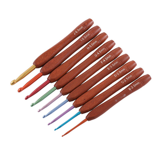 New wooden handle crochet hook diy knitting tools sweater needle wooden handle crochet hook set