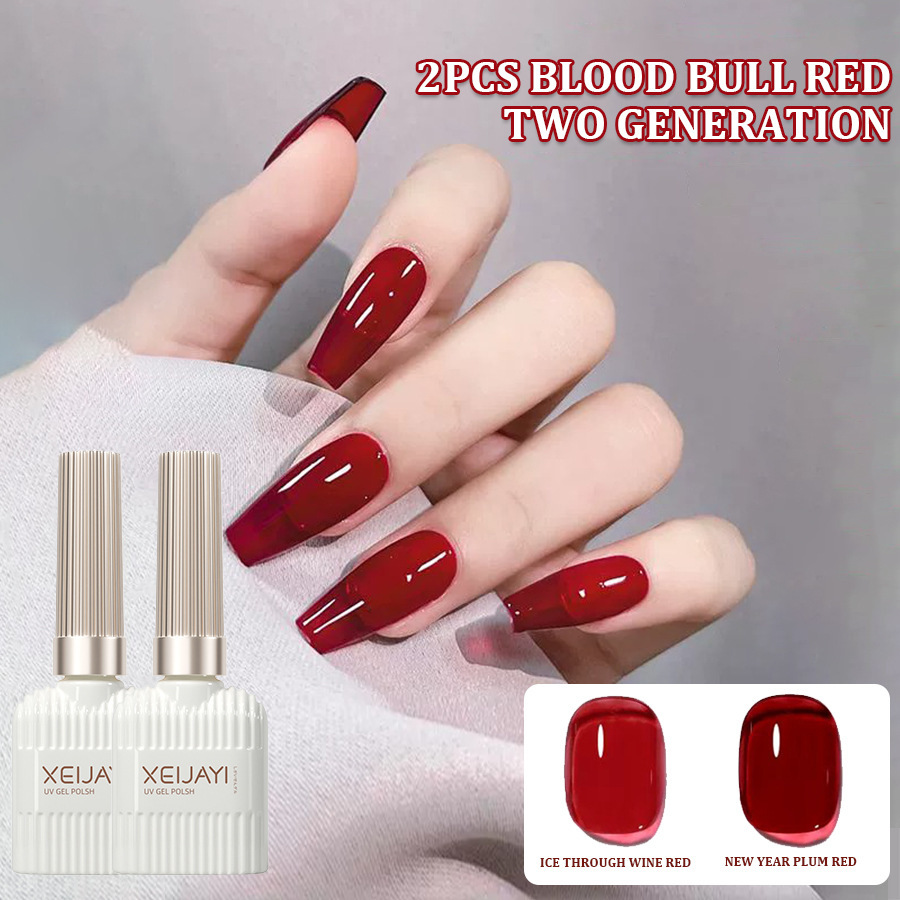 Autumn and Winter 2023 new cow red nail polish glue Net red nail blood glue gem red White Transparent Red phototherapy glue