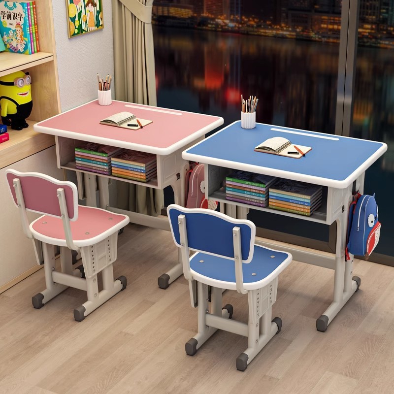 A Complete Set of Desks, School Desks and Chairs, Student Desks, Writing Desks, Adjustable Study Desks for Elementary, Middle and High Schools