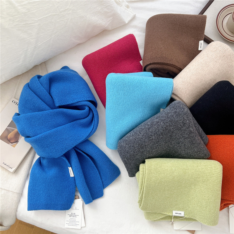 New Pure Color High-End Wool Scarf for Men and Women in Autumn and Winter Korean Style Warm Thick Knitted Versatile Scarf New Pure Color High-End Wool Scarf for Men and Women in Autumn and Winter Korean Style Warm Thick Knitted Versatile Scarf