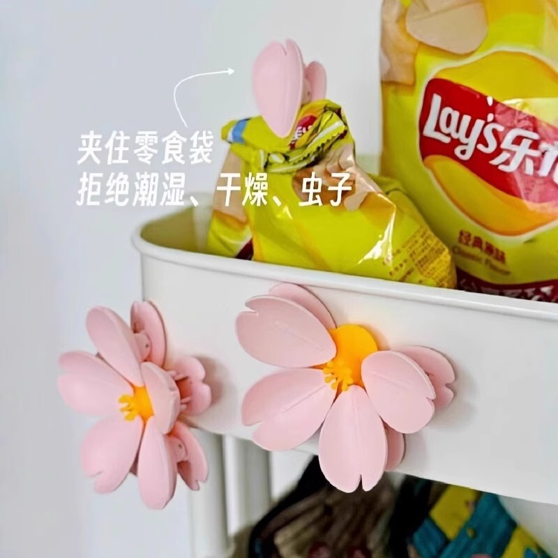 樱花封口夹冰箱磁吸樱花封口夹食品袋子密封夹磁吸创意封口夹批发|undefined
