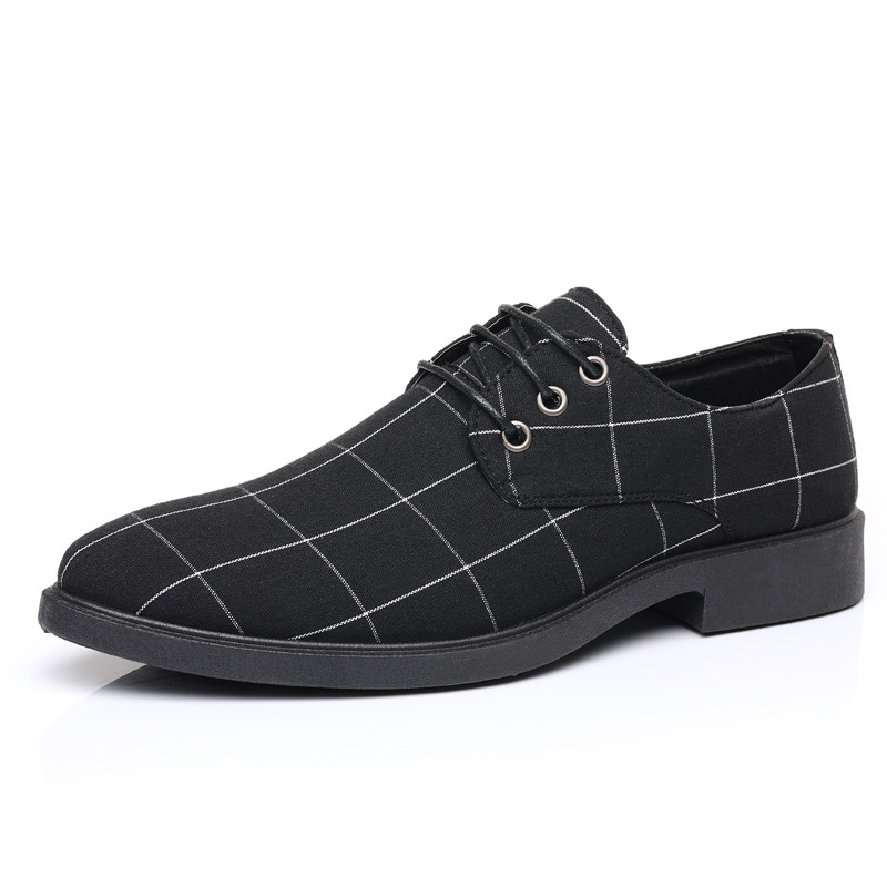 Primavera y otoño Zapatos de cuero formales de negocios casuales británicos Zapatos de hombre Zapatos individuales de lona interior Zapatos de traje con cordones Zapatos casuales de hombre