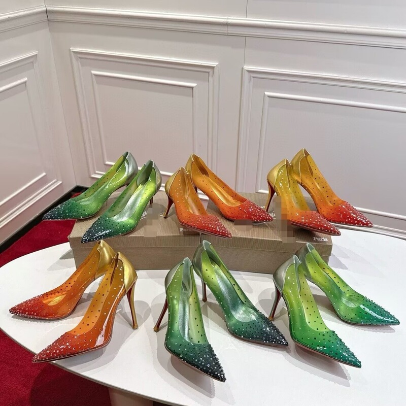 2026 Early Spring New Style Gradient Color Rhinestone High Heels Shallow Pointed Toe Fashionable Single Shoes Women's Wedding Shoes High Heels 2026 Early Spring New Style Gradient Color Rhinestone High Heels Shallow Pointed Toe Fashionable Single Shoes Women's Wedding Shoes High Heels