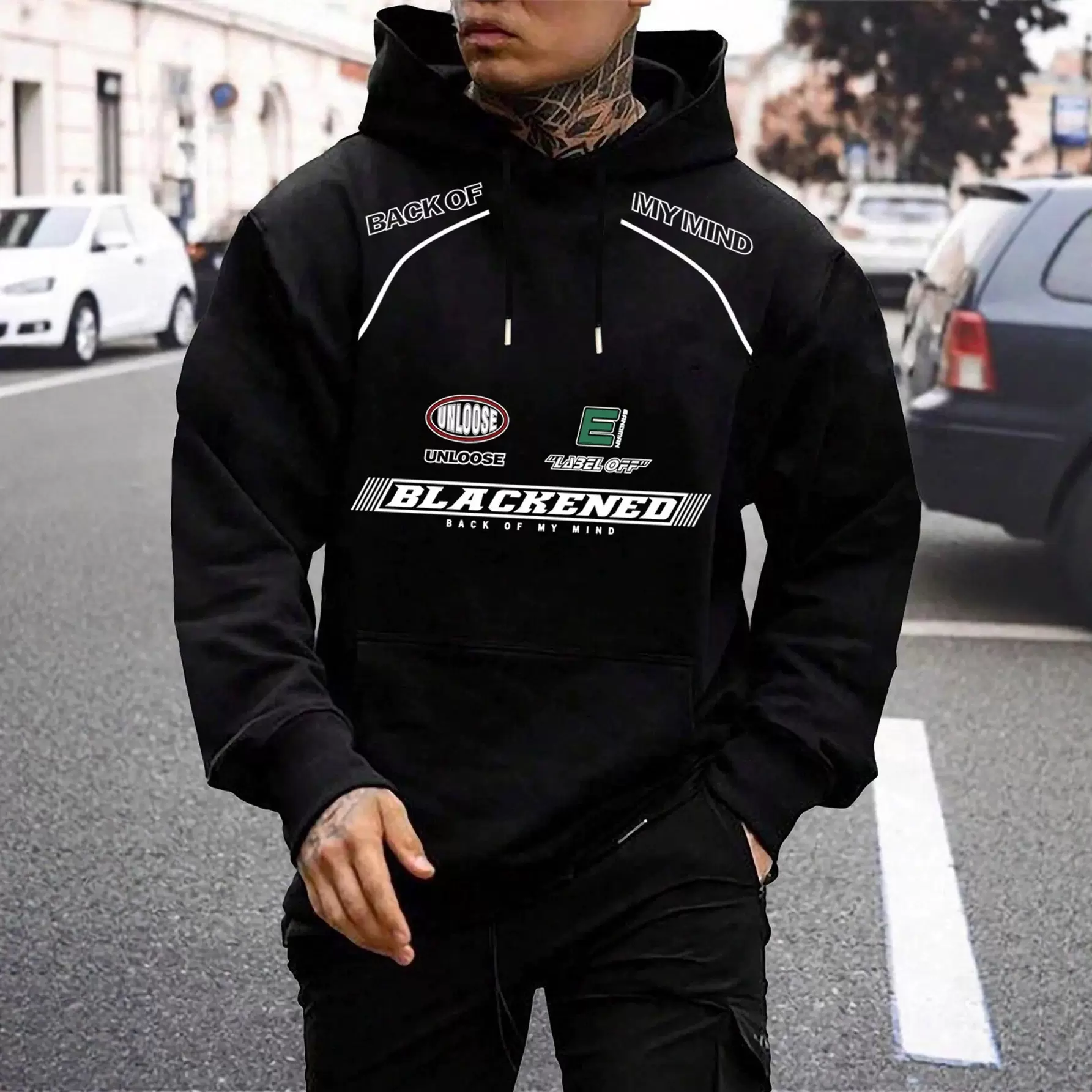 OOTD跨境卫衣男士秋冬百搭休闲运动潮牌户外美式机车纯色连帽上衣