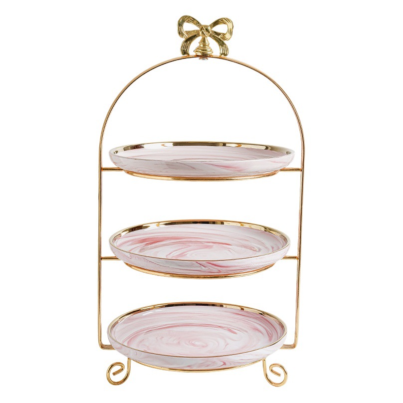 Plato de fruta de doble capa de estilo europeo mesa de café de sala de estar creativa soporte de pastel de múltiples capas mesa de postre de té de la tarde bandeja de postre de caramelo