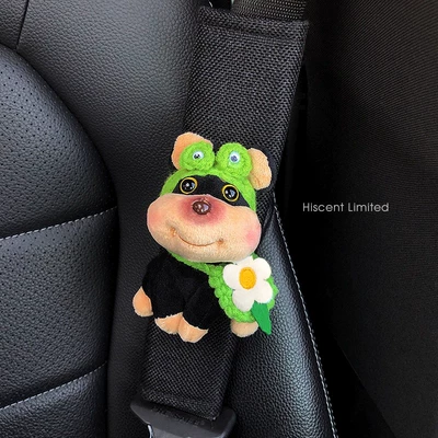 Bee Dog Car Seat Belt Shoulder Cover Clothing Anti-Wear Cover Pair of High-End Car Dolls Car Interior Decoration for Women (Seat belt shoulder pad) - frog-hat-bee-dog-shoulder-pads