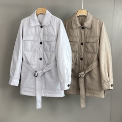 南油篙品25秋冬新款BC翻领链条夹棉轻薄女士外套舒适百搭休闲